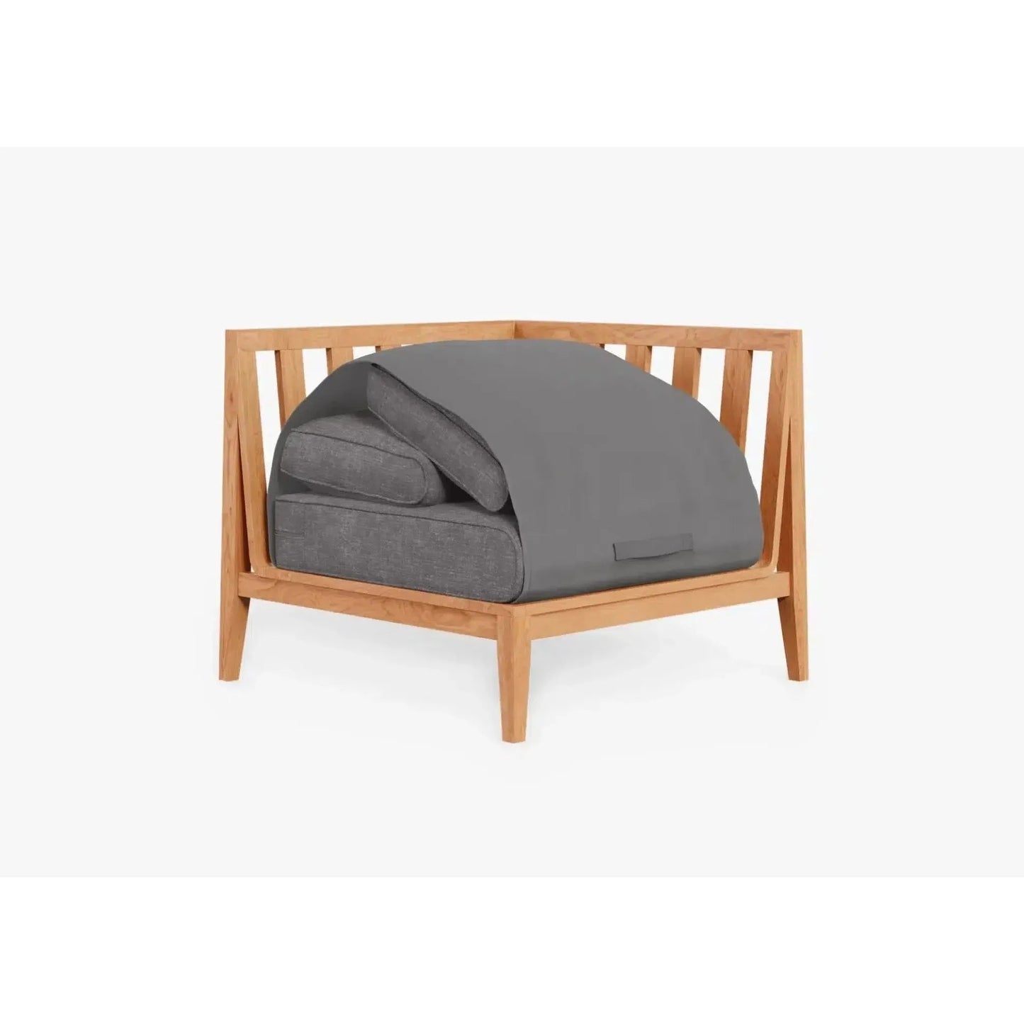 Live Outer 34" Teak Outdoor Left Sectional Chair With Dark Pebble Gray Cushion