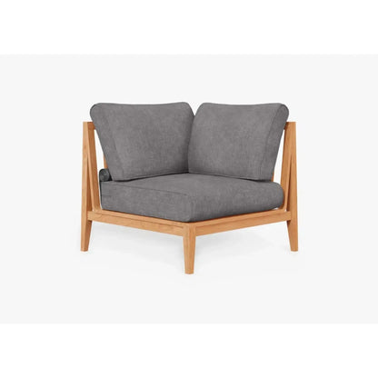 Live Outer 34" Teak Outdoor Left Sectional Chair With Dark Pebble Gray Cushion