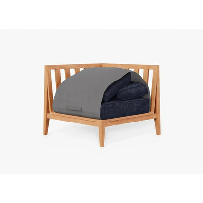 Live Outer 34" Teak Outdoor Right Corner Chair With Deep Sea Navy Cushion