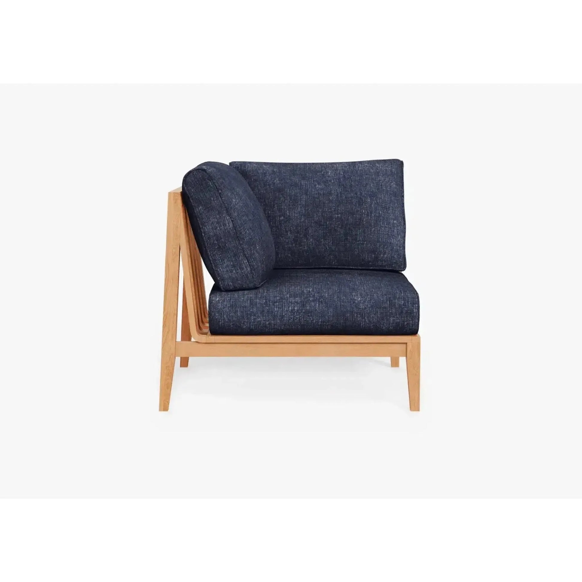 Live Outer 34" Teak Outdoor Right Corner Chair With Deep Sea Navy Cushion
