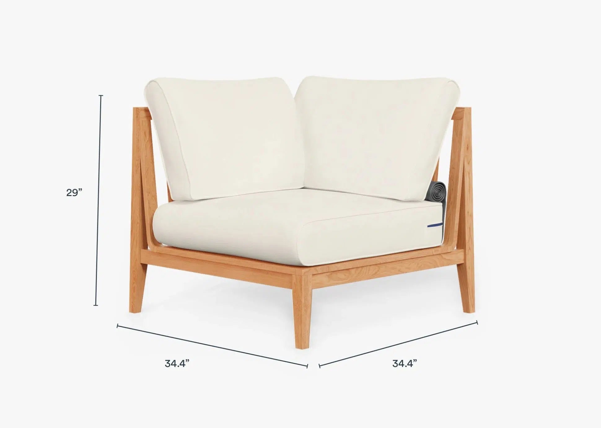 Live Outer 34" Teak Outdoor Right Corner Chair With Palisades Cream Cushion