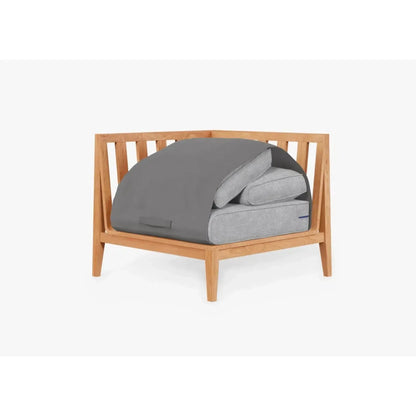 Live Outer 34" Teak Outdoor Right Sectional Chair With Pacific Fog Gray Cushion