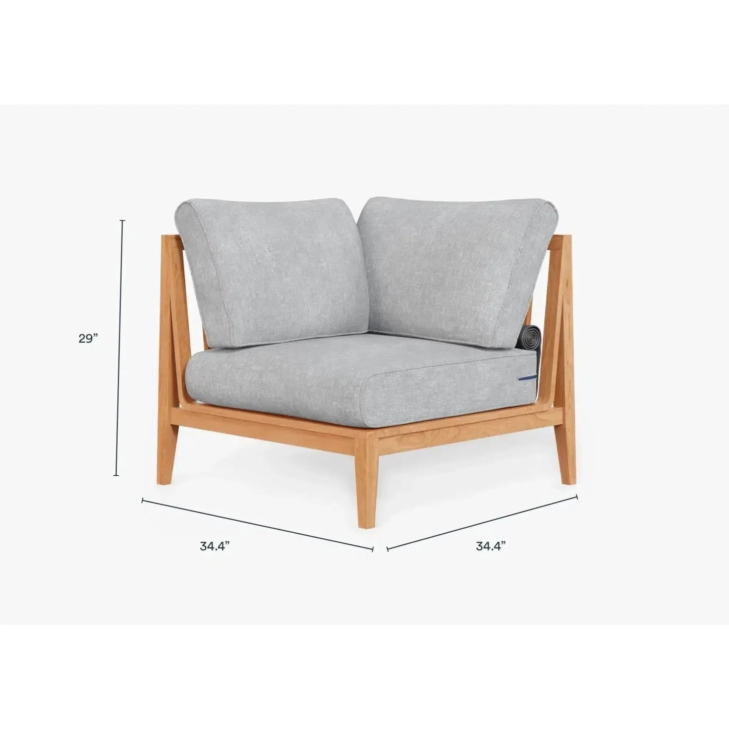 Live Outer 34" Teak Outdoor Right Sectional Chair With Pacific Fog Gray Cushion