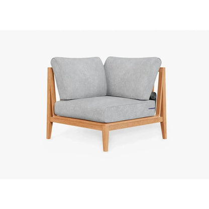 Live Outer 34" Teak Outdoor Right Sectional Chair With Pacific Fog Gray Cushion