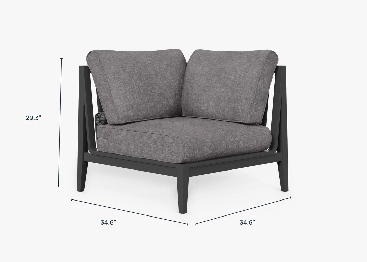Live Outer 35" Charcoal Aluminum Left Corner Chair With Dark Pebble Gray Cushion