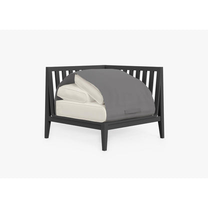 Live Outer 35" Charcoal Aluminum Left Corner Chair With Palisades Cream Cushion
