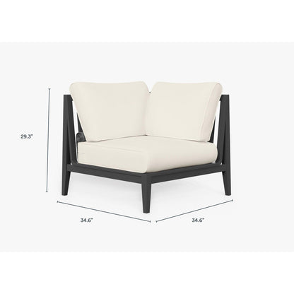 Live Outer 35" Charcoal Aluminum Left Corner Chair With Palisades Cream Cushion