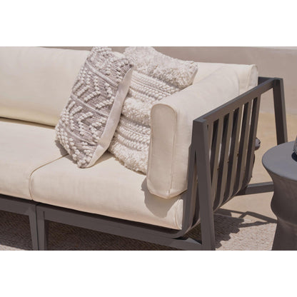 Live Outer 35" Charcoal Aluminum Left Corner Chair With Palisades Cream Cushion