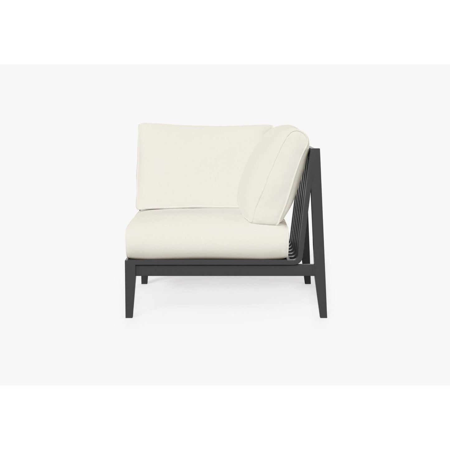 Live Outer 35" Charcoal Aluminum Left Corner Chair With Palisades Cream Cushion