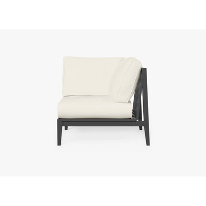Live Outer 35" Charcoal Aluminum Left Corner Chair With Palisades Cream Cushion