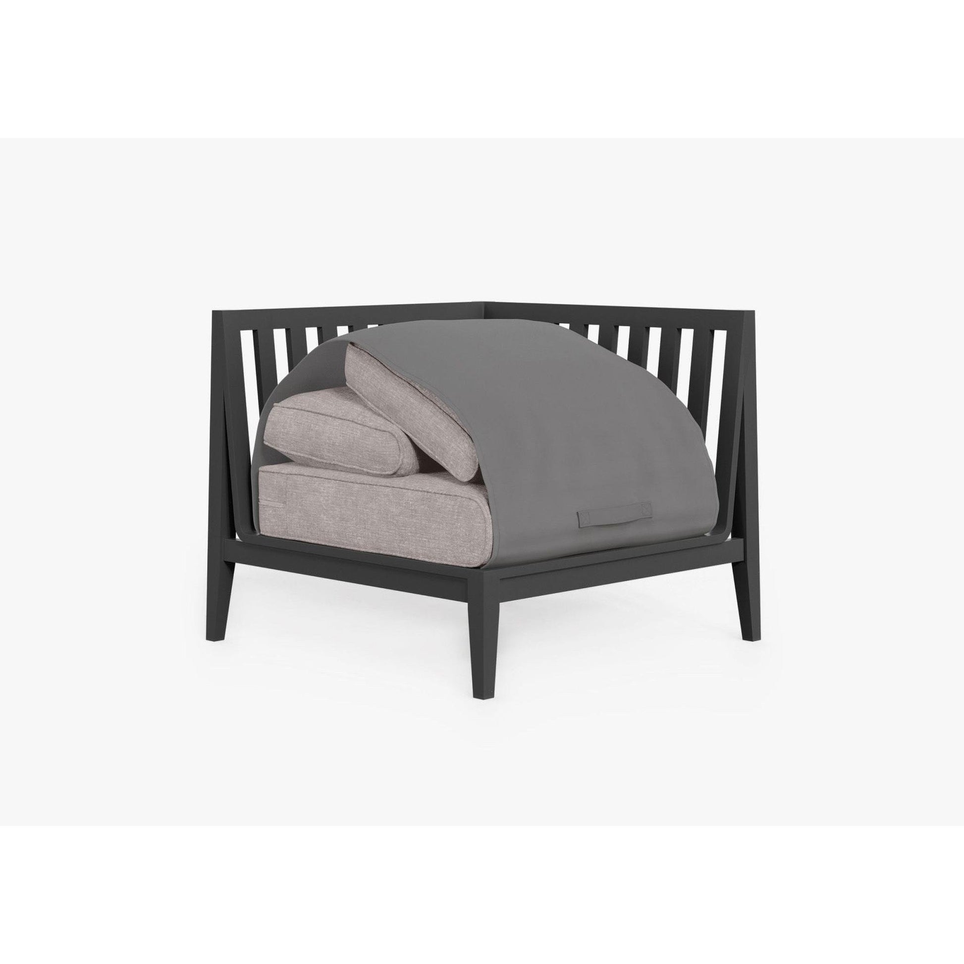 Live Outer 35" Charcoal Aluminum Left Corner Chair With Sandstone Gray Cushion