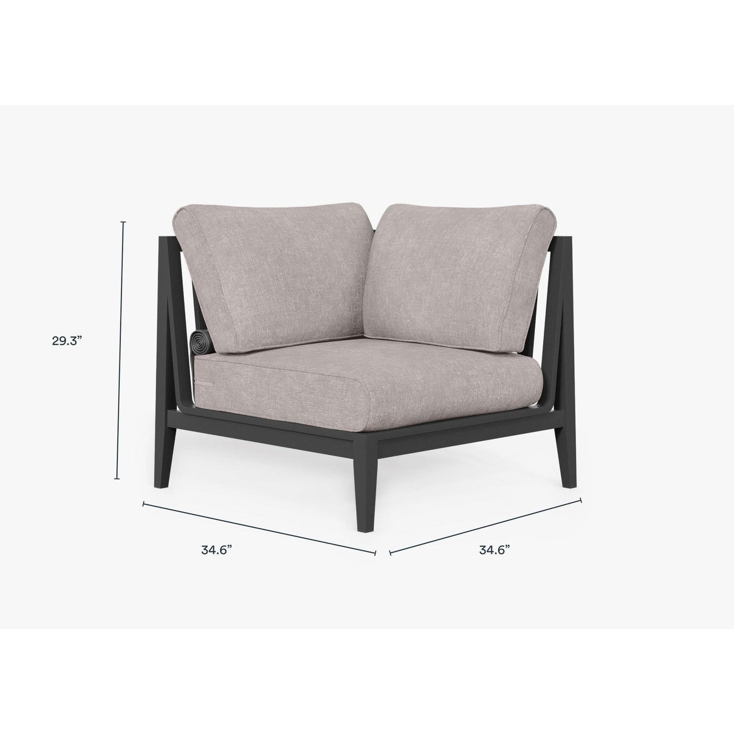 Live Outer 35" Charcoal Aluminum Left Corner Chair With Sandstone Gray Cushion