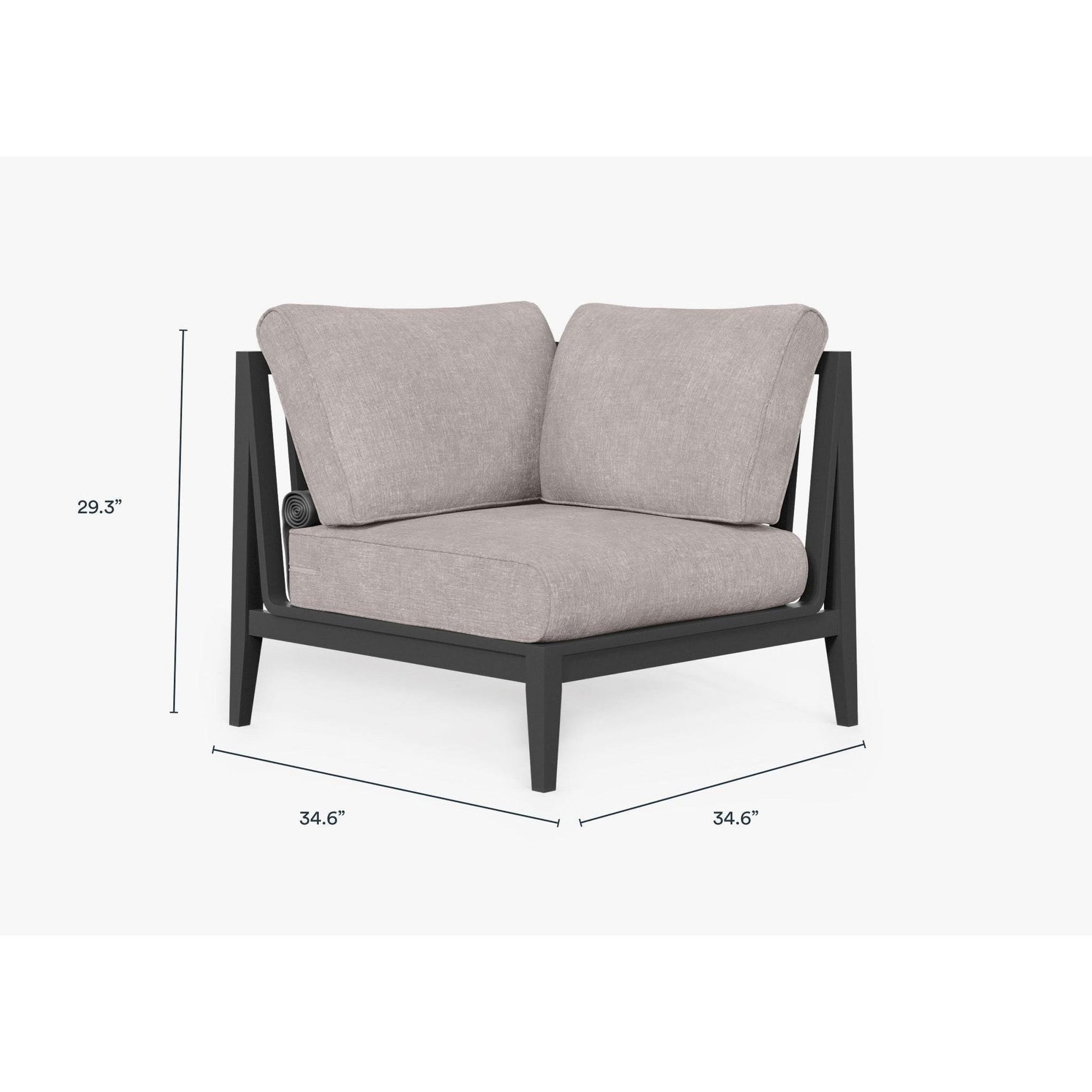Live Outer 35" Charcoal Aluminum Left Corner Chair With Sandstone Gray Cushion