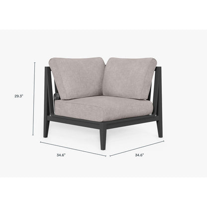 Live Outer 35" Charcoal Aluminum Left Corner Chair With Sandstone Gray Cushion