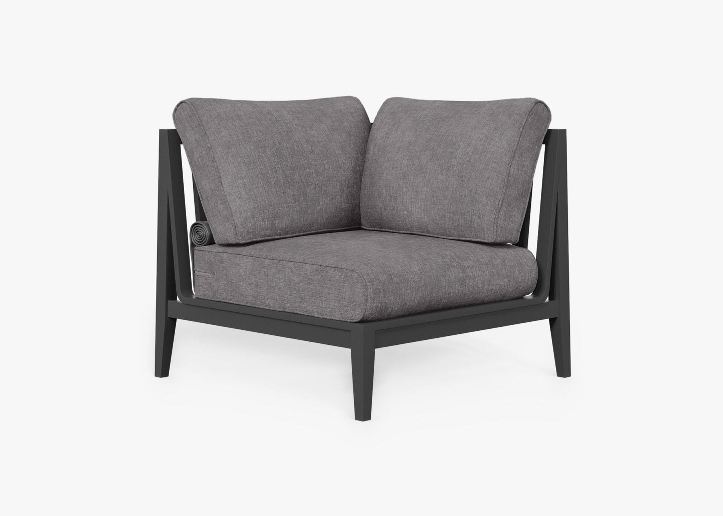 Live Outer 35" Charcoal Aluminum Left Sectional Chair With Dark Pebble Gray Cushion