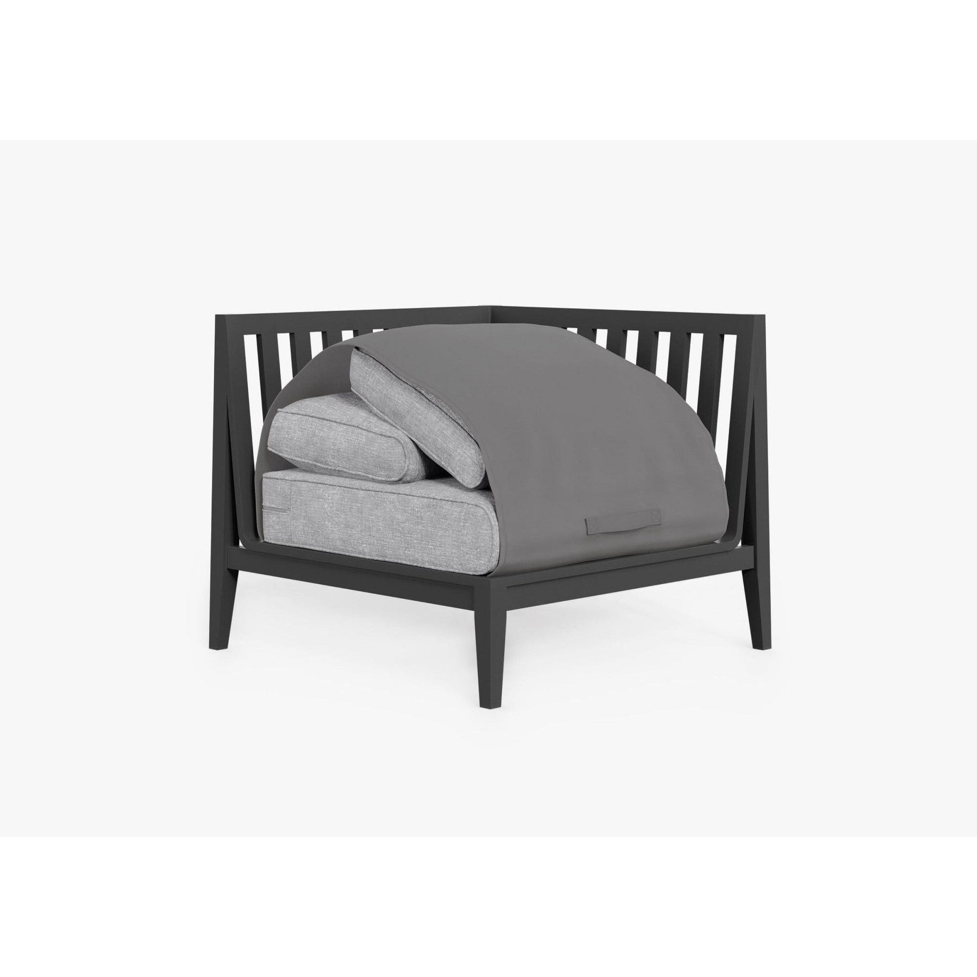 Live Outer 35" Charcoal Aluminum Left Sectional Chair With Pacific Fog Gray Cushion
