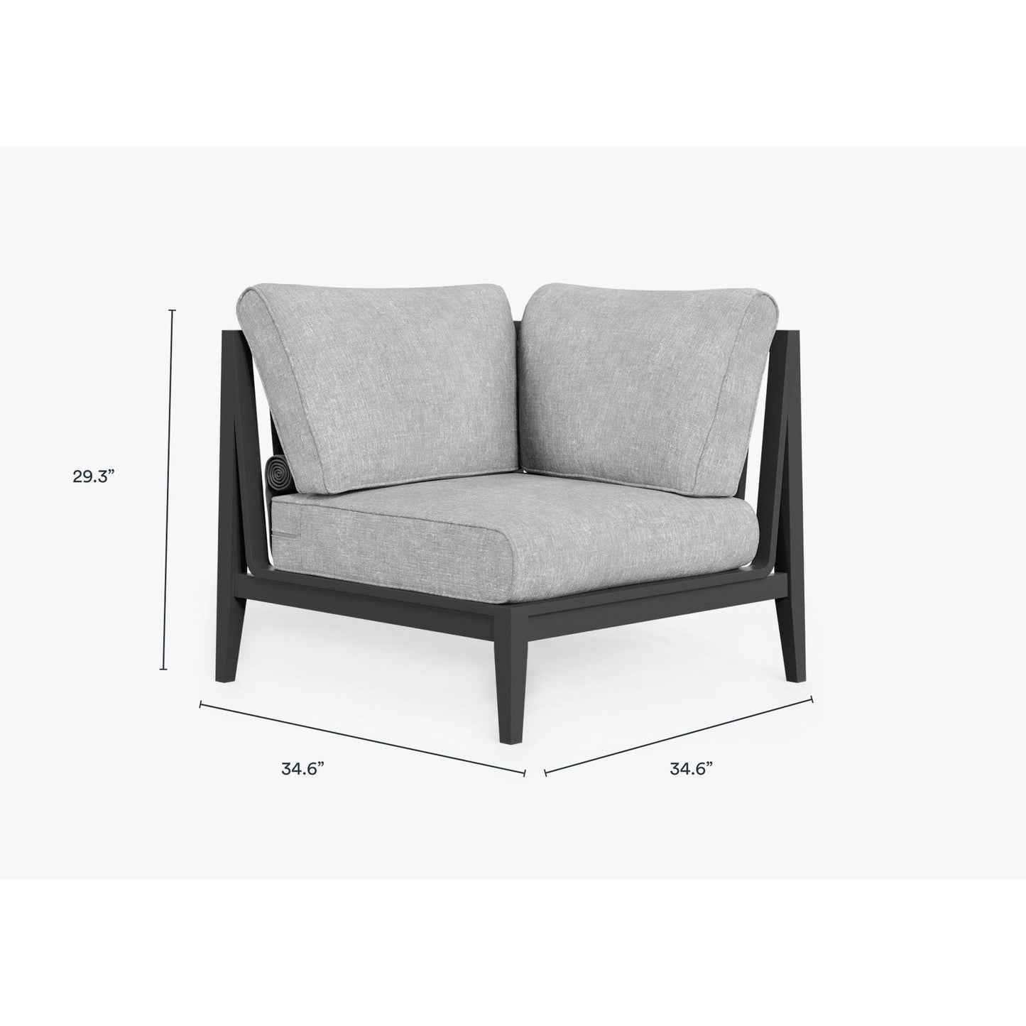 Live Outer 35" Charcoal Aluminum Left Sectional Chair With Pacific Fog Gray Cushion