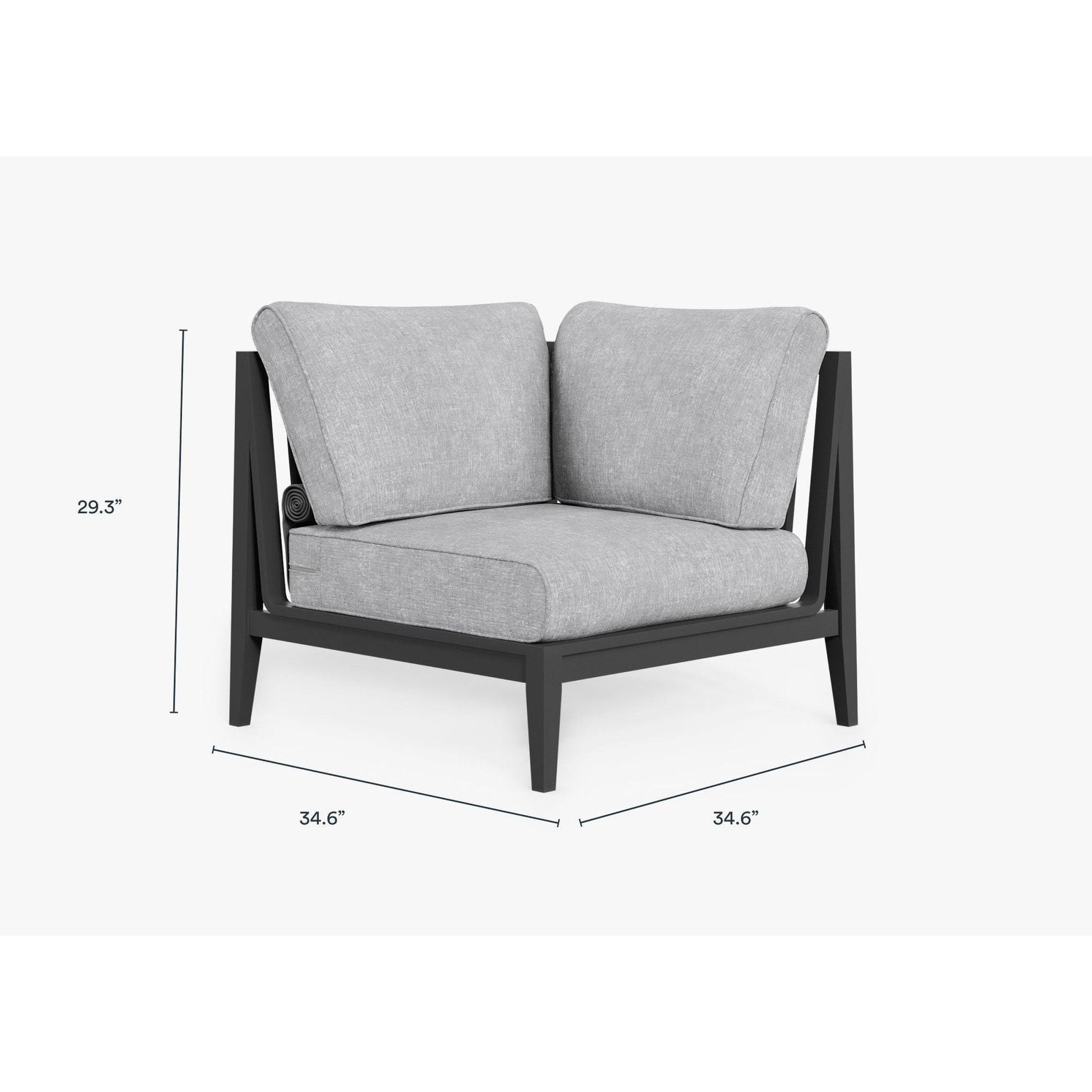 Live Outer 35" Charcoal Aluminum Left Sectional Chair With Pacific Fog Gray Cushion
