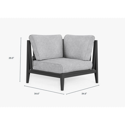 Live Outer 35" Charcoal Aluminum Left Sectional Chair With Pacific Fog Gray Cushion