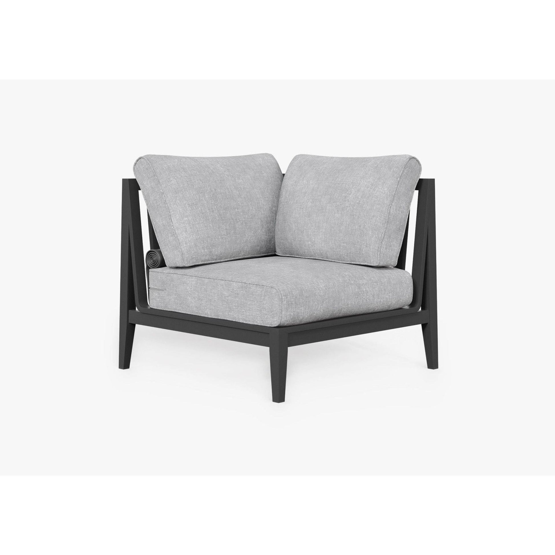 Live Outer 35" Charcoal Aluminum Left Sectional Chair With Pacific Fog Gray Cushion