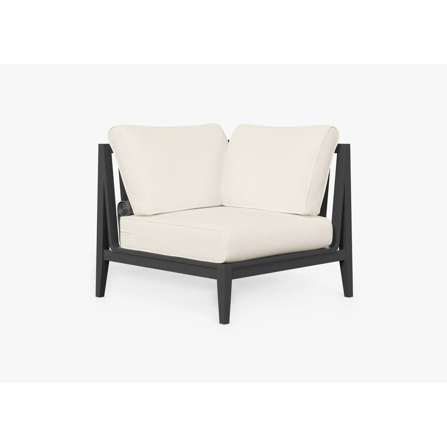 Live Outer 35" Charcoal Aluminum Left Sectional Chair With Palisades Cream Cushion