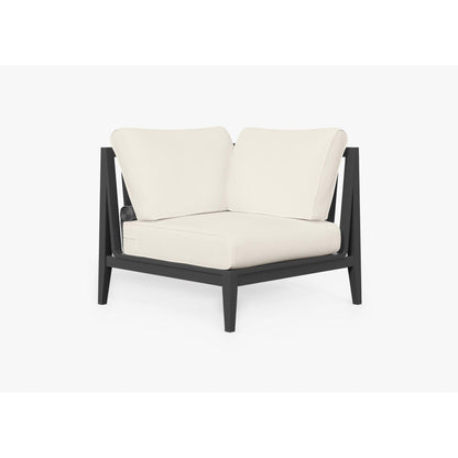 Live Outer 35" Charcoal Aluminum Left Sectional Chair With Palisades Cream Cushion