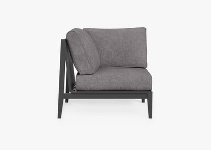 Live Outer 35" Charcoal Aluminum Right Corner Chair With Dark Pebble Gray Cushion