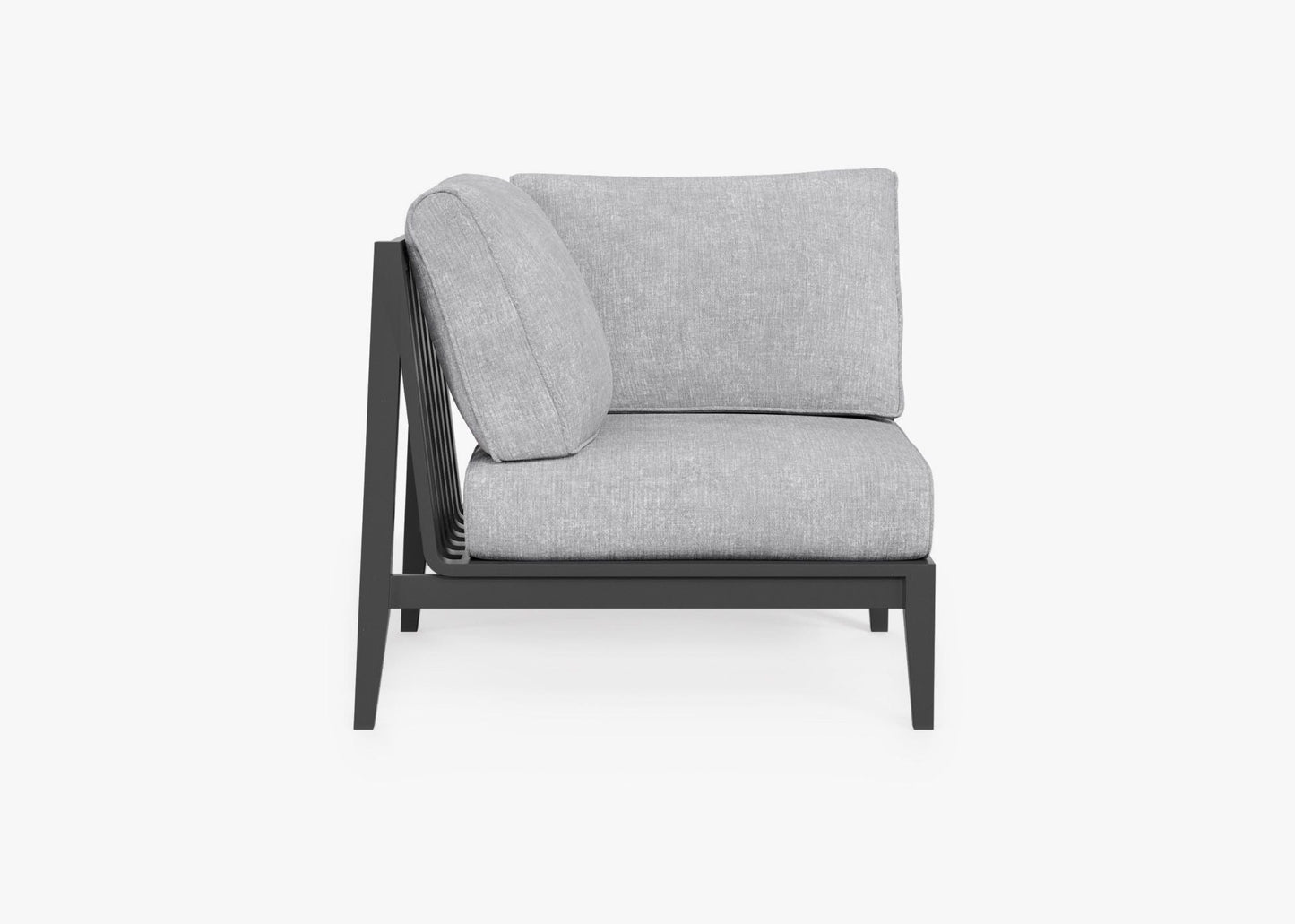 Live Outer 35" Charcoal Aluminum Right Corner Chair With Pacific Fog Gray Cushion