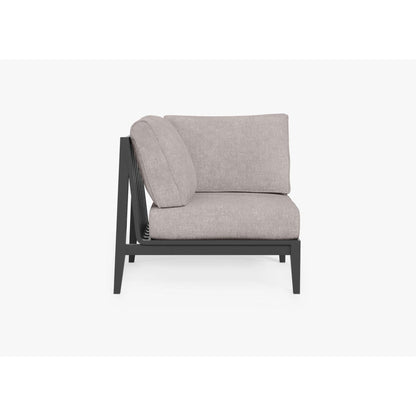 Live Outer 35" Charcoal Aluminum Right Corner Chair With Sandstone Gray Cushion