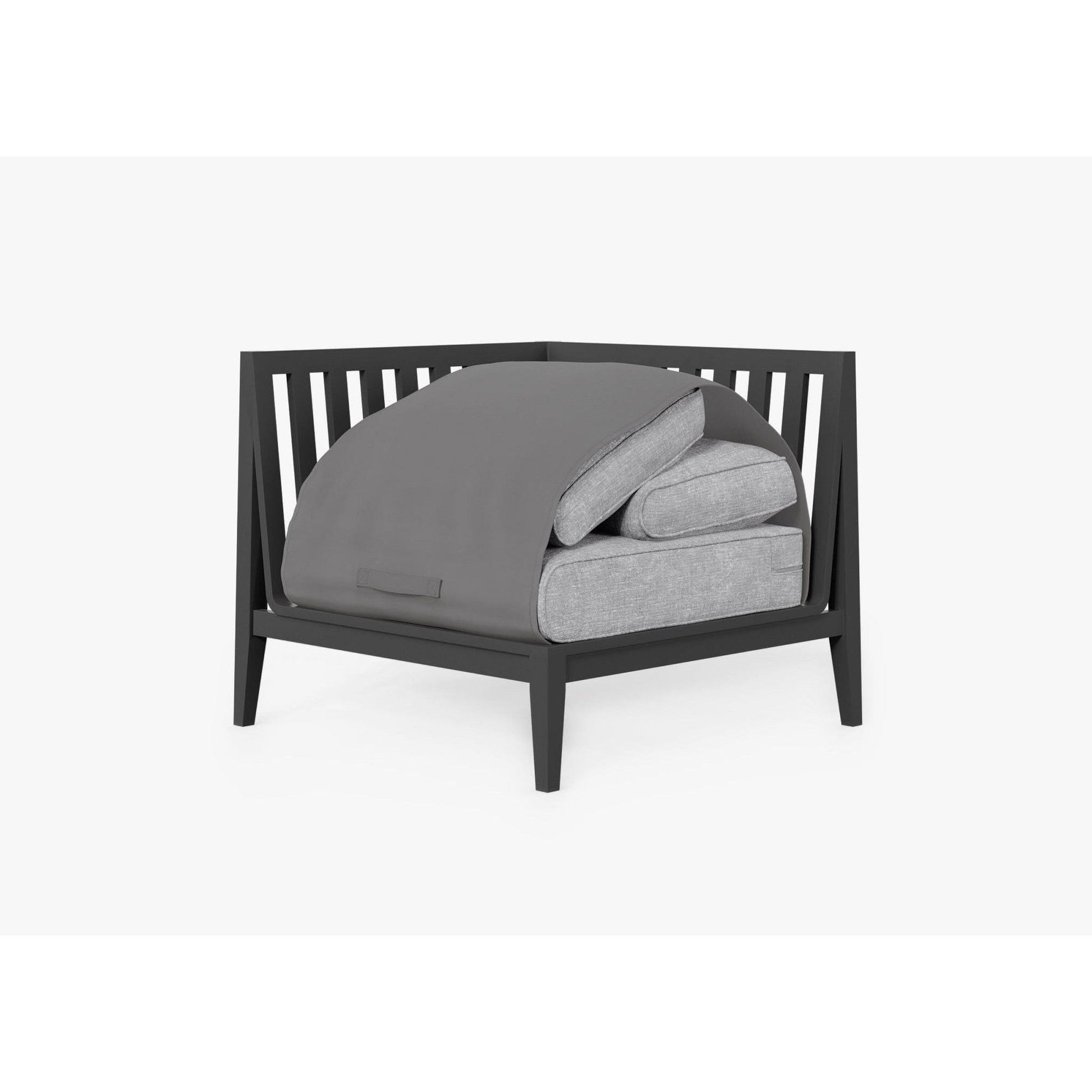 Live Outer 35" Charcoal Aluminum Right Sectional Chair With Pacific Fog Gray Cushion