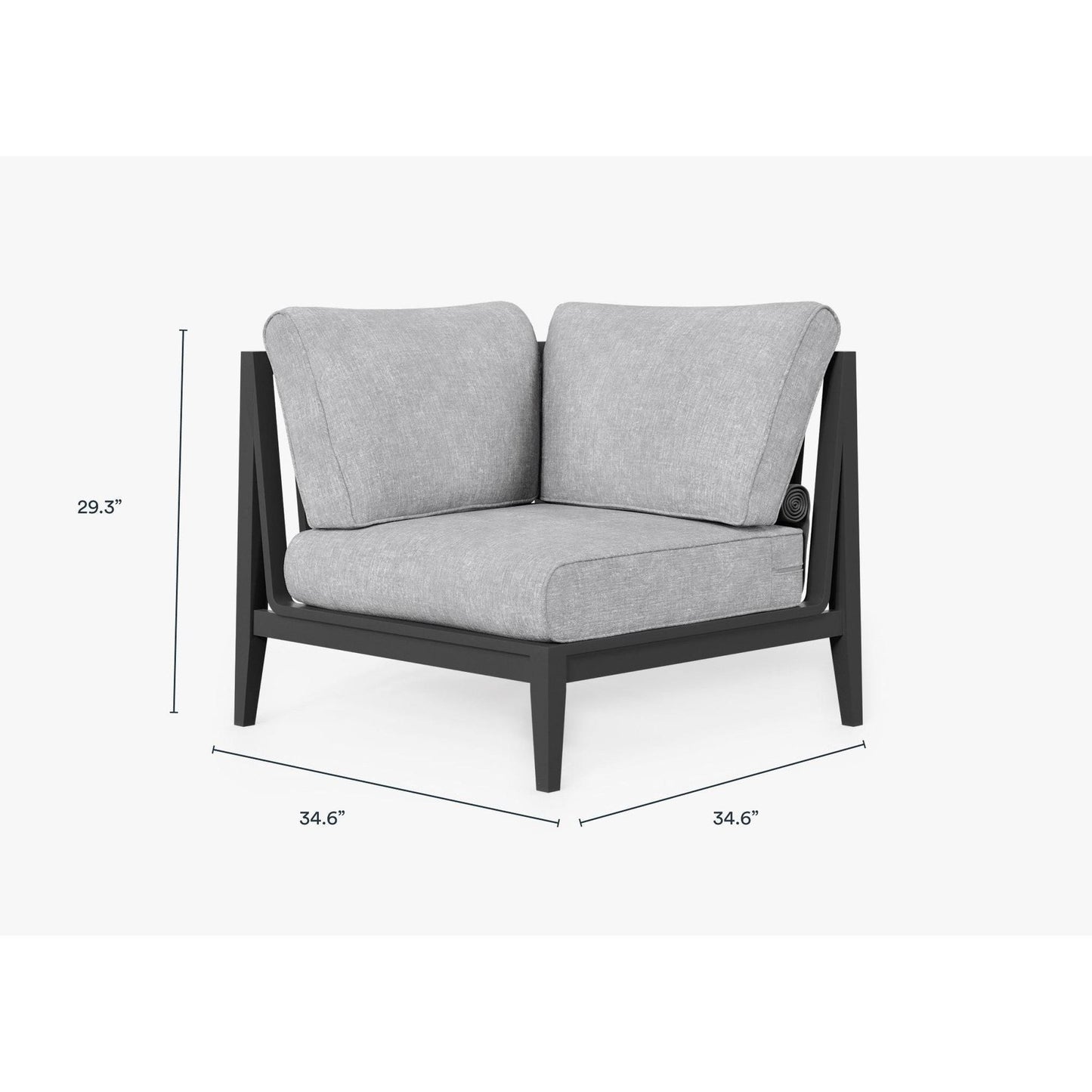 Live Outer 35" Charcoal Aluminum Right Sectional Chair With Pacific Fog Gray Cushion