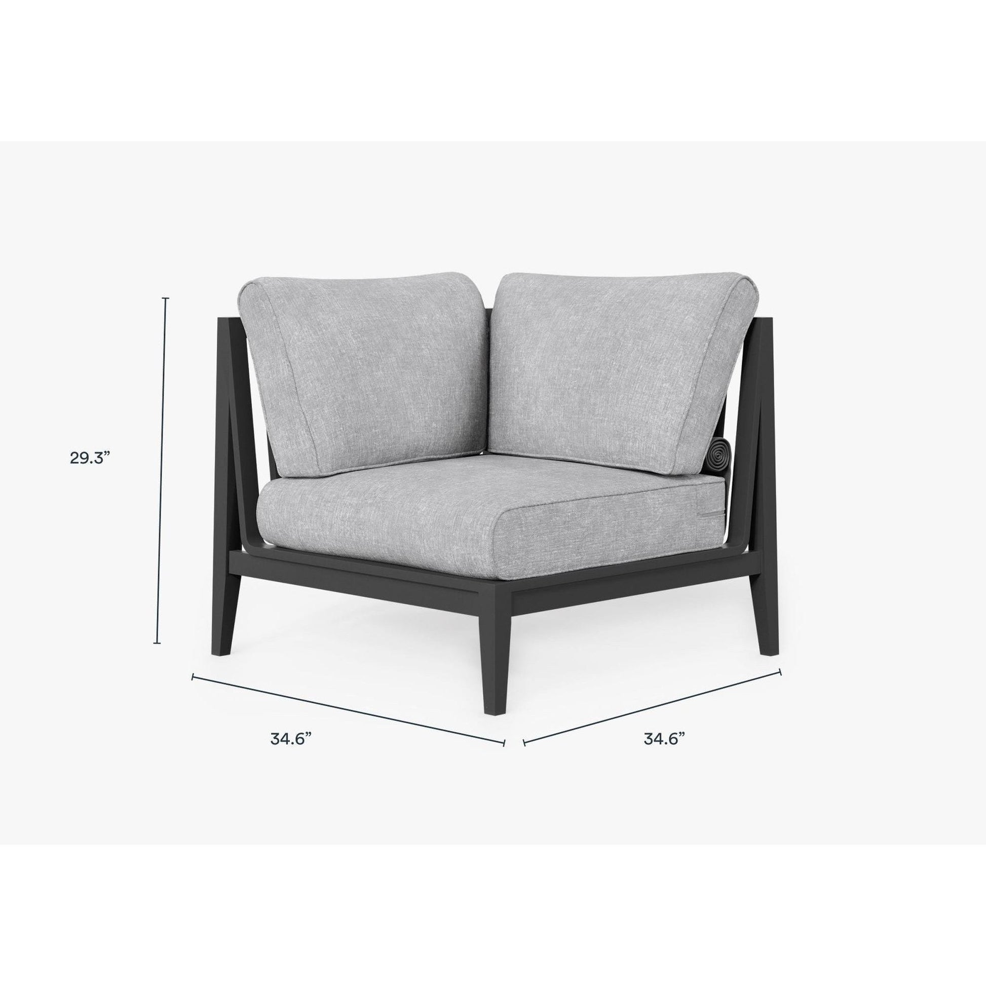 Live Outer 35" Charcoal Aluminum Right Sectional Chair With Pacific Fog Gray Cushion