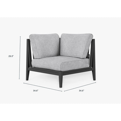 Live Outer 35" Charcoal Aluminum Right Sectional Chair With Pacific Fog Gray Cushion