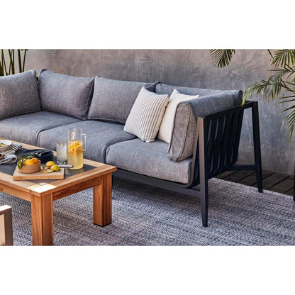 Live Outer 35" Charcoal Aluminum Right Sectional Chair With Pacific Fog Gray Cushion