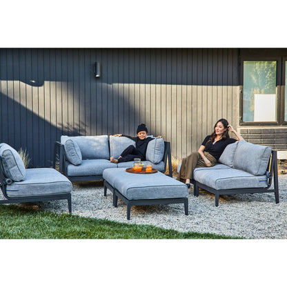 Live Outer 35" Charcoal Aluminum Right Sectional Chair With Pacific Fog Gray Cushion