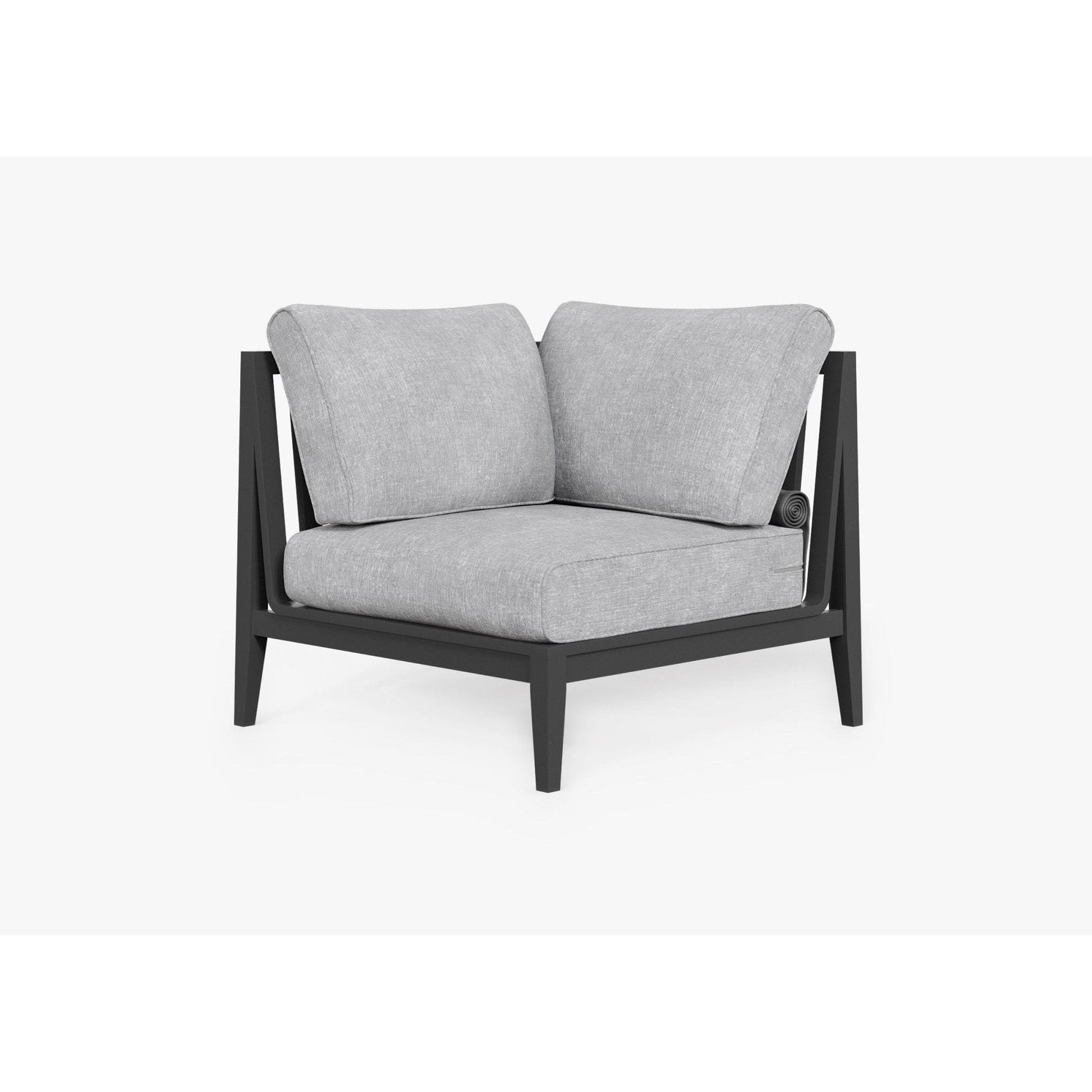 Live Outer 35" Charcoal Aluminum Right Sectional Chair With Pacific Fog Gray Cushion