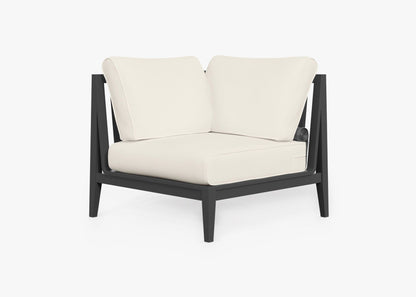 Live Outer 35" Charcoal Aluminum Right Sectional Chair With Palisades Cream Cushion