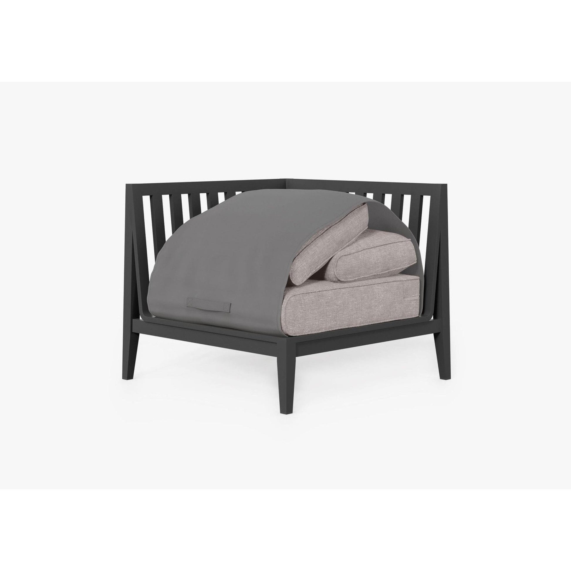Live Outer 35" Charcoal Aluminum Right Sectional Chair With Sandstone Gray Cushion
