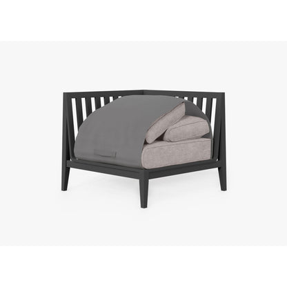 Live Outer 35" Charcoal Aluminum Right Sectional Chair With Sandstone Gray Cushion