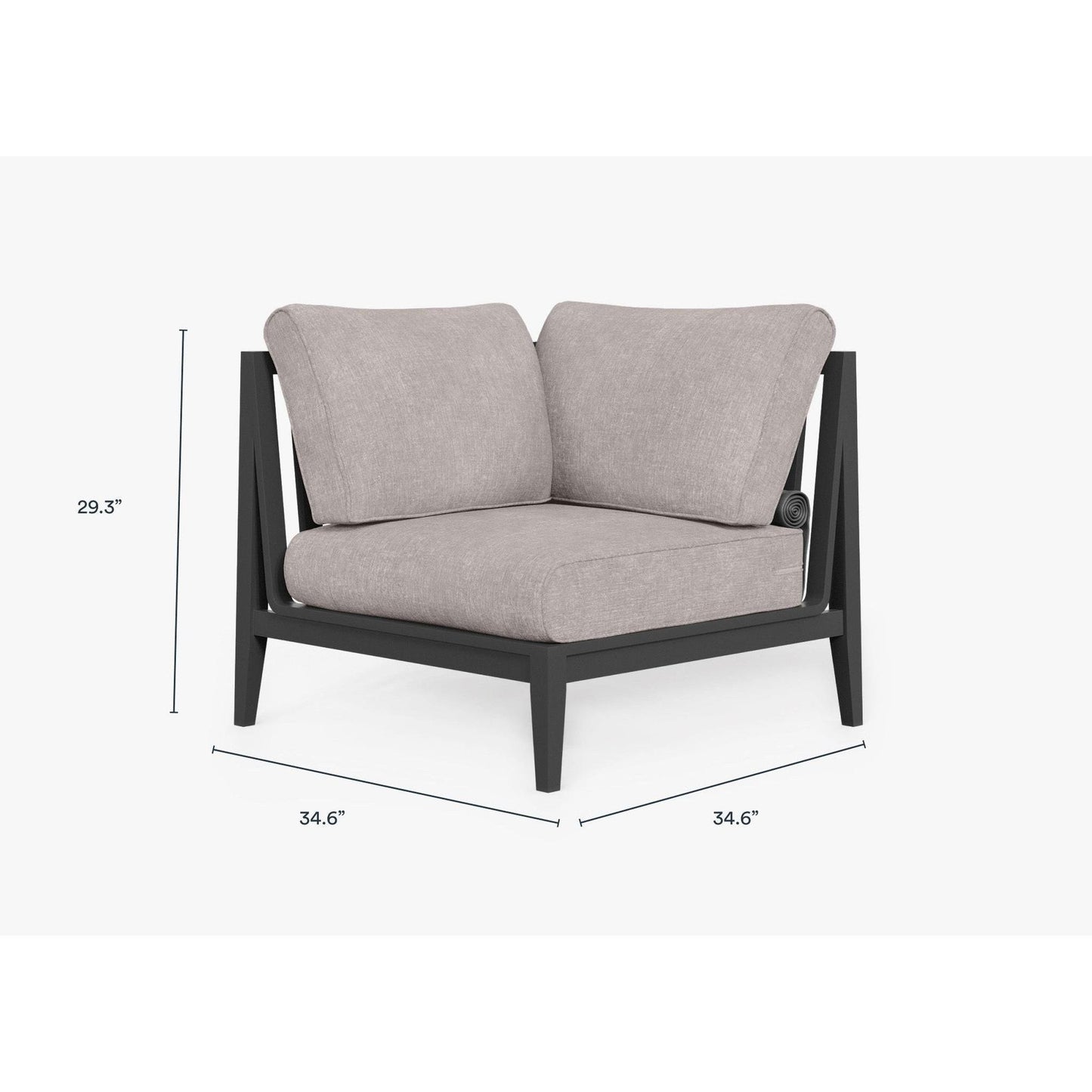 Live Outer 35" Charcoal Aluminum Right Sectional Chair With Sandstone Gray Cushion