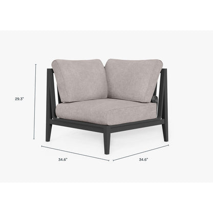 Live Outer 35" Charcoal Aluminum Right Sectional Chair With Sandstone Gray Cushion