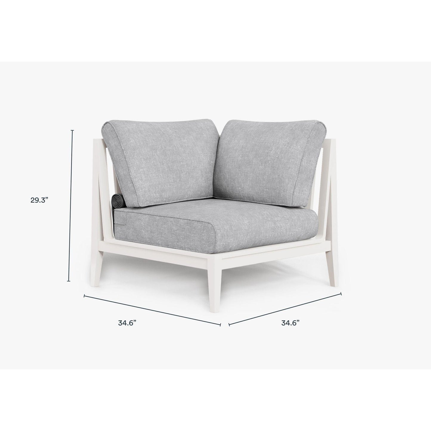 Live Outer 35" White Aluminum Left Corner Outdoor Chair With Pacific Fog Gray Cushion