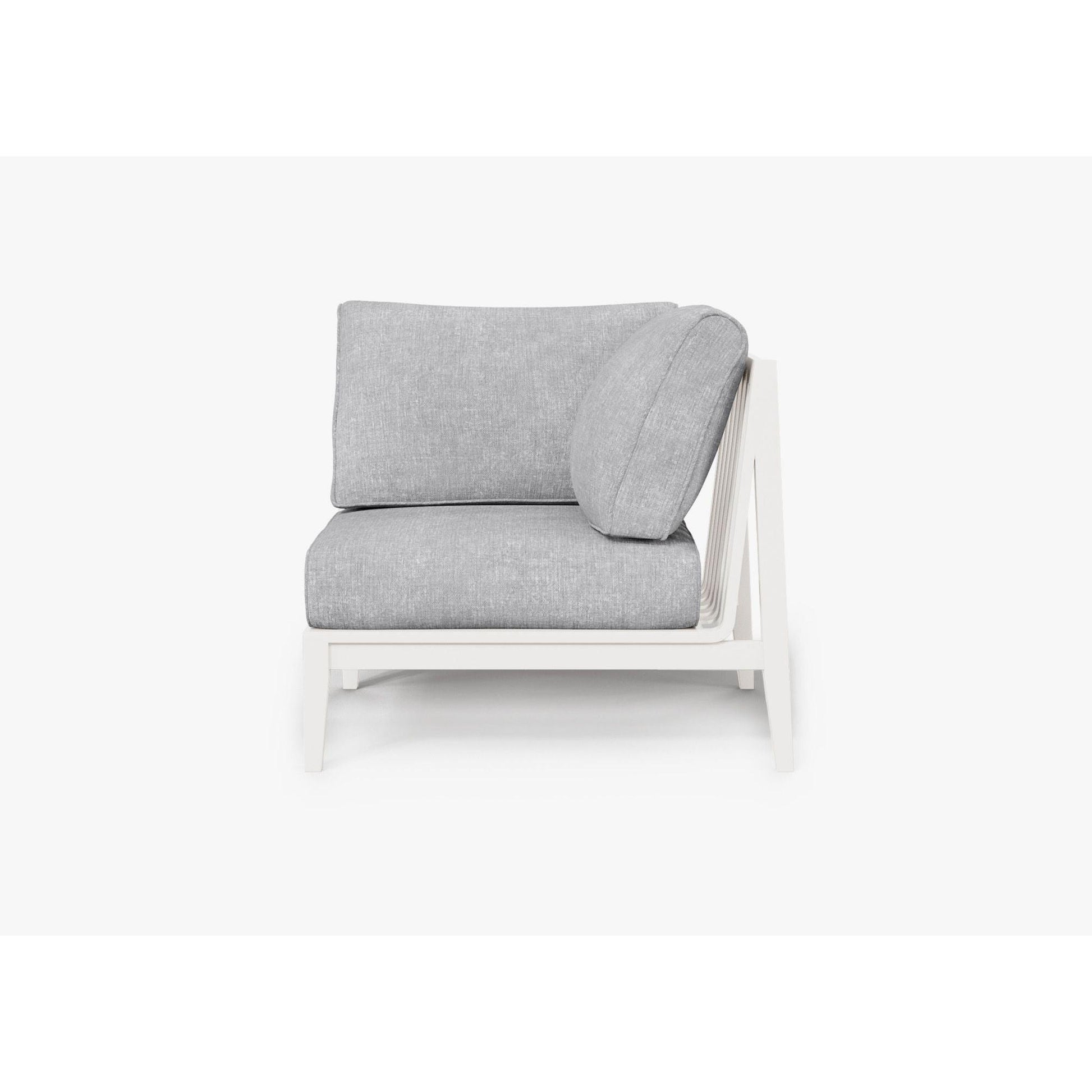 Live Outer 35" White Aluminum Left Corner Outdoor Chair With Pacific Fog Gray Cushion