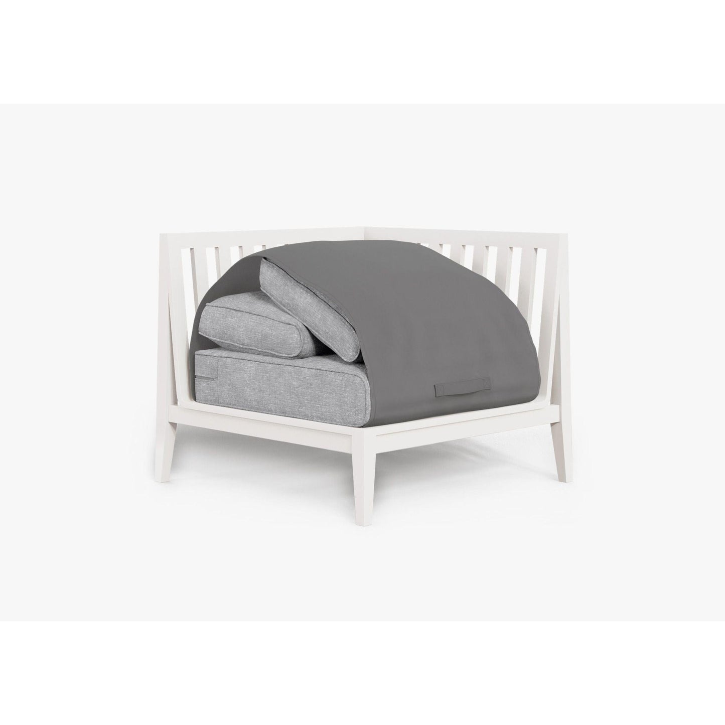 Live Outer 35" White Aluminum Left Sectional Outdoor Chair With Pacific Fog Gray Cushion