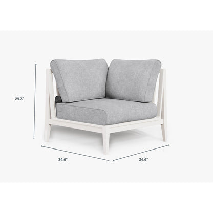 Live Outer 35" White Aluminum Left Sectional Outdoor Chair With Pacific Fog Gray Cushion