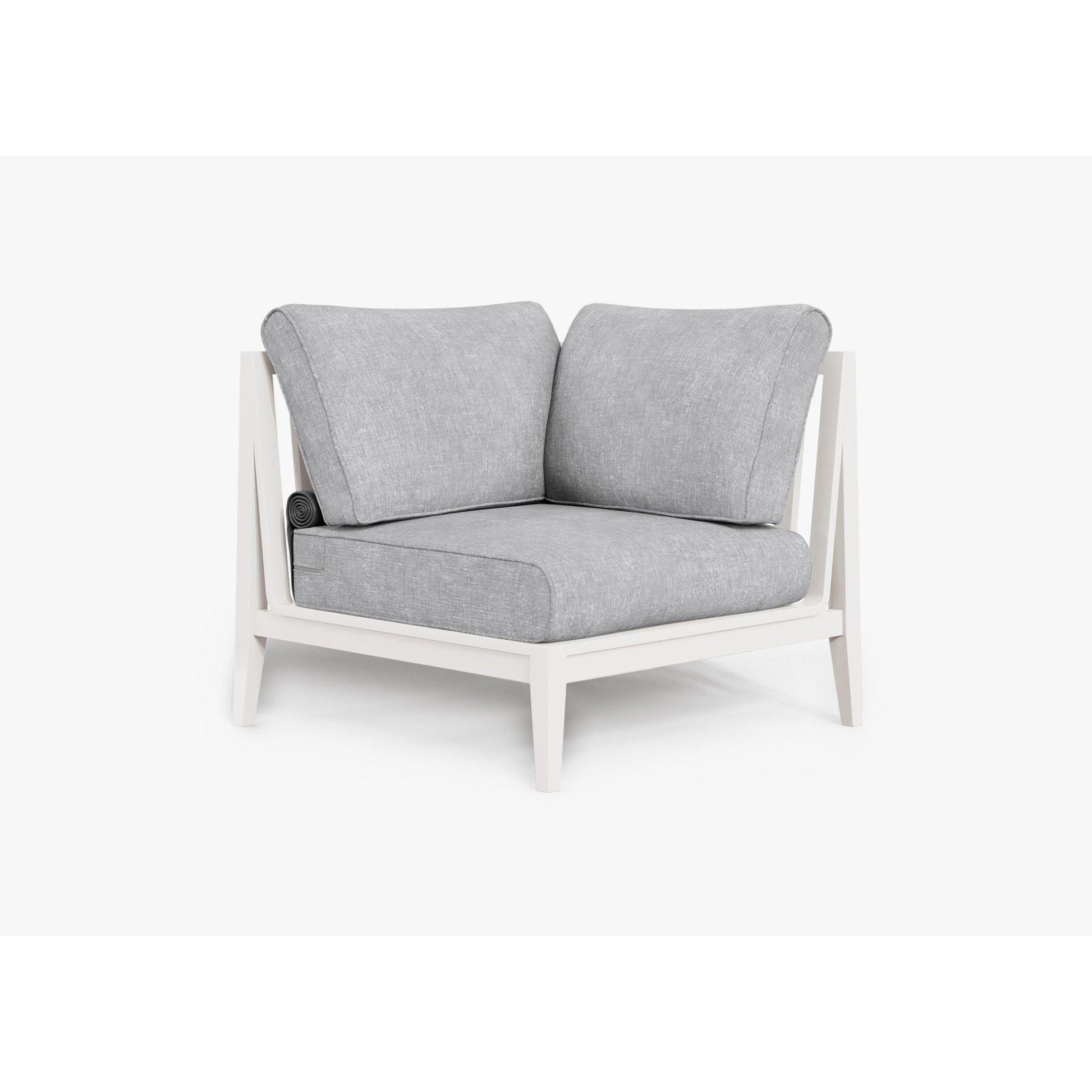 Live Outer 35" White Aluminum Left Sectional Outdoor Chair With Pacific Fog Gray Cushion