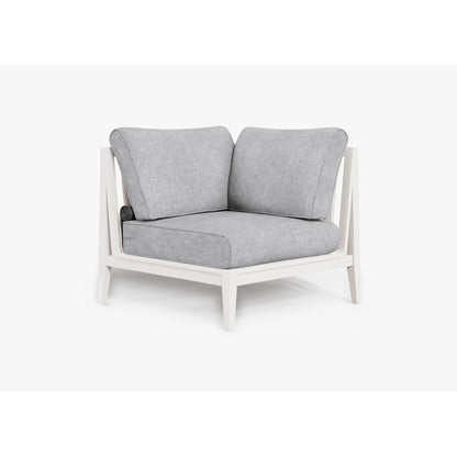 Live Outer 35" White Aluminum Left Sectional Outdoor Chair With Pacific Fog Gray Cushion