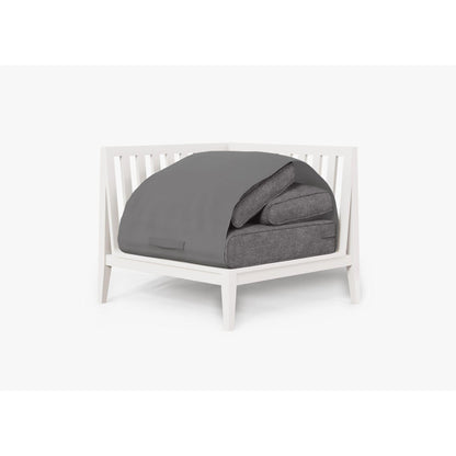 Live Outer 35" White Aluminum Right Corner Outdoor Chair With Dark Pebble Gray Cushion