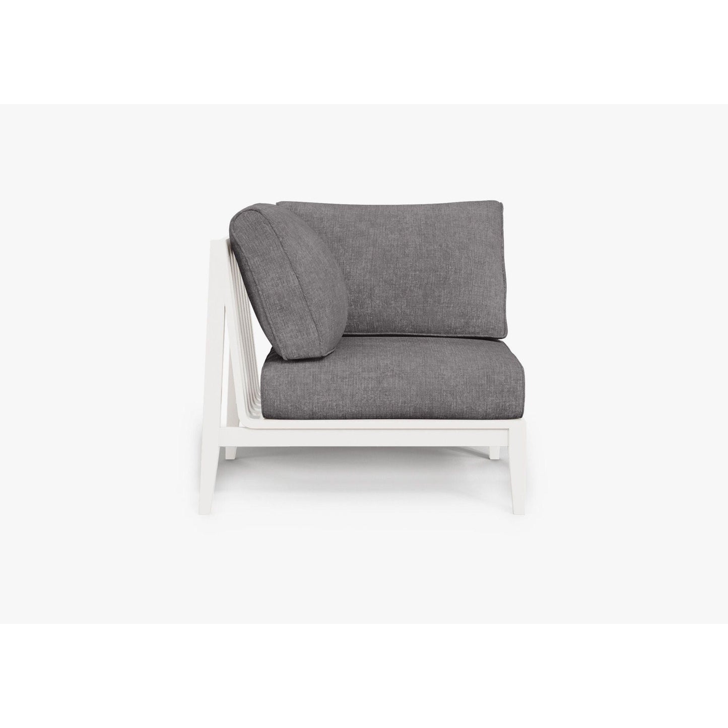 Live Outer 35" White Aluminum Right Corner Outdoor Chair With Dark Pebble Gray Cushion