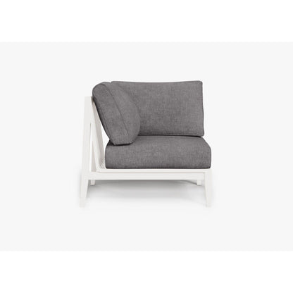 Live Outer 35" White Aluminum Right Corner Outdoor Chair With Dark Pebble Gray Cushion